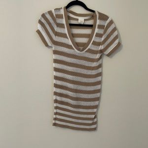Daytrip stripped tan and white top